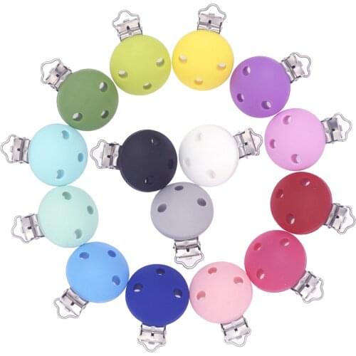 Sutoyuen 50pcs Silicone Round Dummy Teether Pacifier Clips Chain Holder DIY Baby Soother Teething Nursing Toy Accessories