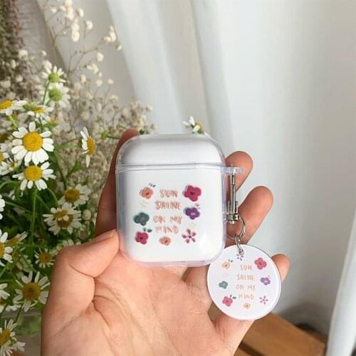 Cute Little Flower With Keyring TPU Earphone Cases For Apple Airpods 1 2 Pro Bluetooth Headset Box For Air Pods Pro Cover