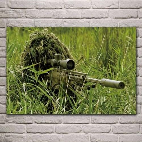 Sniper snipers army soldier photo military living room decoration home modern decor wood frame poster KB315