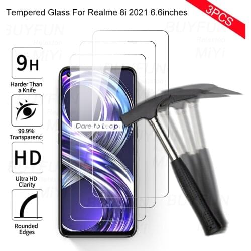 3pcs tempered glass for realmy realmi realme realm relme 8i 8 i i8 2021 realme8i 6.6'' 9h premium screen protectors film cover