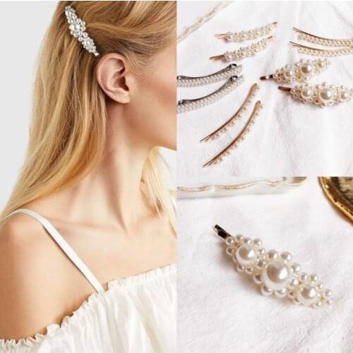 Fashion pearls Hairpins Hair Accessories for Women Girls Spring clips Hair Clips Elegant lady Hair Clips Barrette Headwear