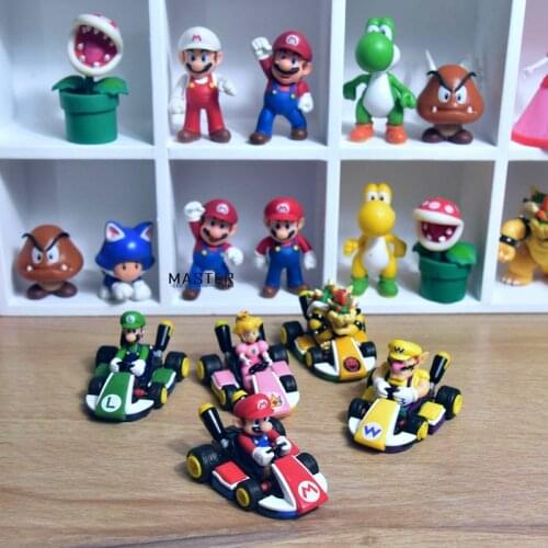 1Set/5PCS 6cm Superior quality Mary brothers Princess Mario walio King Cuba go kart suit Collect ornaments