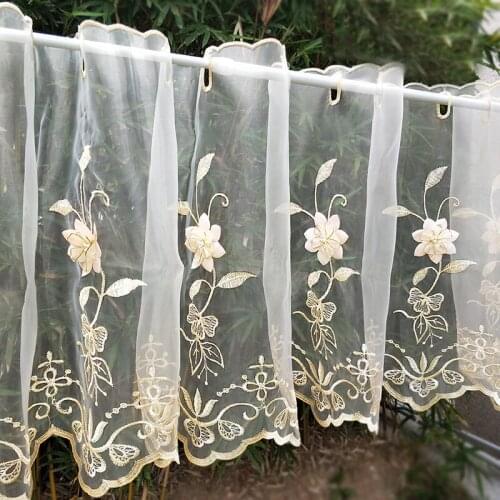 1pc 3d Leaf Sheer Tulle Half Curtains For The Bedroom Tulle Tube Curtains For Cafe Window Valance American Style