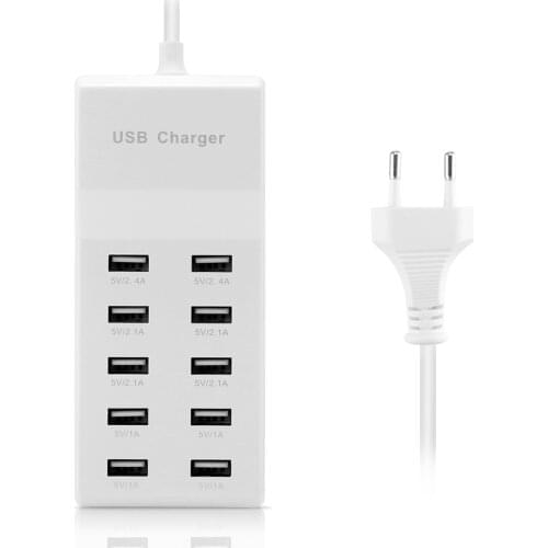 10 USB Charger Station Splitter 60W Mobile Phone Charger HUB Smart IC Charge Universal for iPhone ipad Samsung MP3 Tablet Etc
