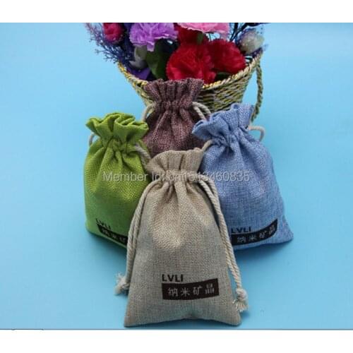 100pcs/lot CBRL jute/linen/flax drawstring bags&pouch for ornament/rice/nuts,Various colors,size customized,wholesale