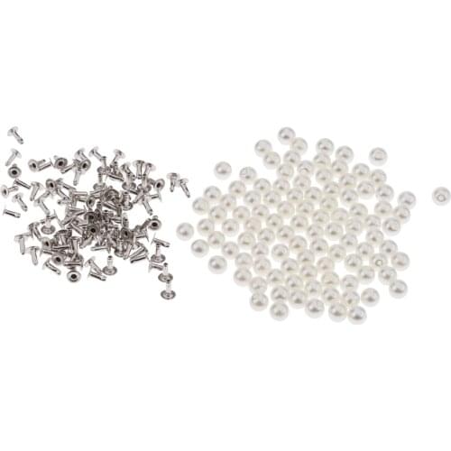 100 Pieces Pearl Rivets Stud Buttons for Sewing Leather Crafts Bag Clothing Decoration 6mm