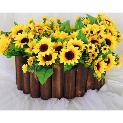 13 Heads Sunflower Bouquet Artificial Silk Flowers Yellow Daisy Autumn Garden Home Office Wedding Decoration Table Decor Plants