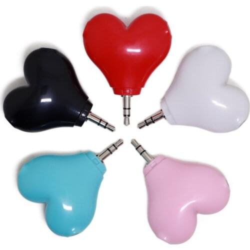 3.5mm Stereo Audio Headset Heart Shape Headphone Splitter Connector Adapter Cute