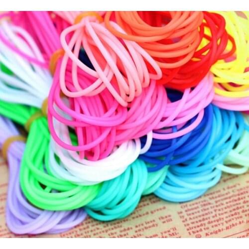 5 Meter/lot 2.0 mm Candy Color Hollow Rubber Rope Resistance Transparent Hose Pipe DIY Jewelry Making Bracelet Supplies