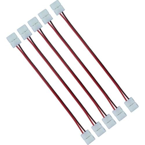 5pcs 8mm 2pin Connector Adapter with Cable For 3528 Single Color LED Strip LEEDSUN