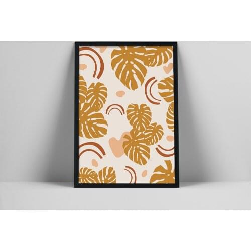 Abstract Botanical Art Print | Neutral Color Wall Art | Minimal Organic Shape Poster | Monstera Wall Print | Bter | Female Body