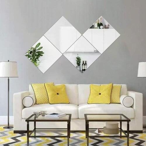 4Pcs 3D Acrylic Mirror Wall Stickers DIY Art Home Decor Living Room Decorative Tile Stickers Room Access Wall Decoration
