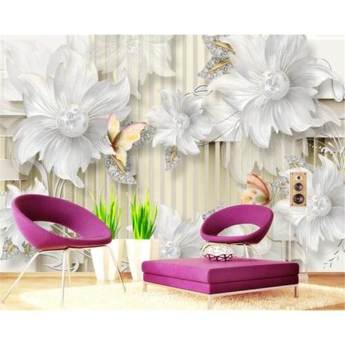 Beibehang custom Wallpaper High Quality Palace Jewelry Diamond Flower Wallpaper Living Room TV Background walls 3D wallpaper
