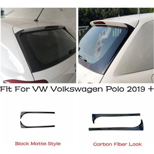 Car Rear Window Side Spoiler Strip Decoration Cover Trim Black Matte / Carbon Fiber Fit For VW Volkswagen Polo 2019 2020 2021