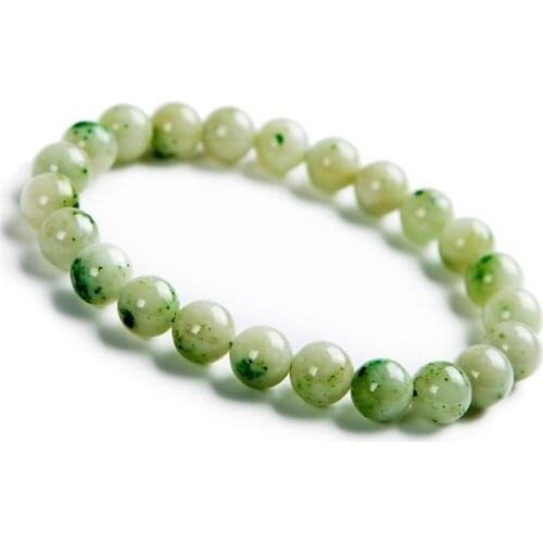 Genuine Natural Green Dushan Jade Bracelet 8mm For Women Men Stretch Crystal Gemstone Round Bead Bracelet Drop Shipping