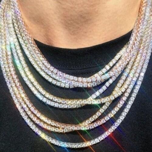 Iced Tennis Chain Men Chunky Necklace Cubic Zircon Miami Cuban Link ChainJewelry D0LC
