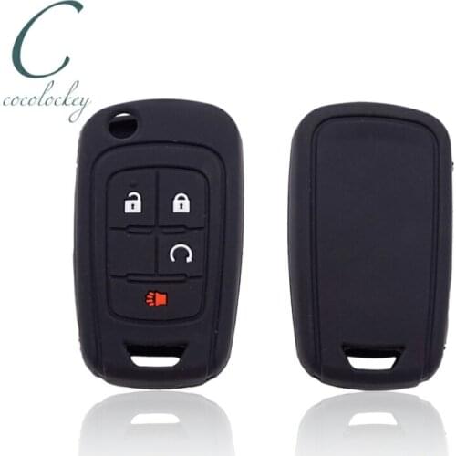 Cocolockey Silicone Rubber Flip Key Cover Case Fob For Chevrolet Equinox 2010-2018 For Trax 2015-2016 4Buttons Key Case For Car
