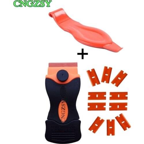 CNGZSY Vinyl Film Sticker Glue Remover Squeegee Plastic Double Edged 1.5 Inch Razor Blades Soft Angle Scraper Car Tools K06A