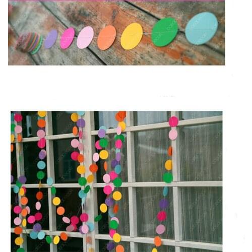 Colorful Round Card Paper Wedding Party Decoration Garland Handmade Children Room Wall Hangings Props Decor 4m