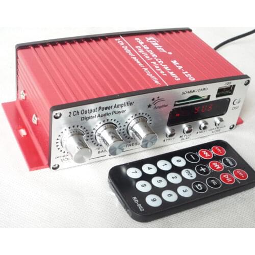 DC12V MA-120 Mini Car power amplifier Computer small amplifier Fashion MP3 / USB / SD Card / FM stereo FM amplifier