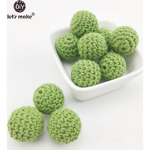 Lets make Baby Teether 20mm 5pcs Wood Crochet Beads DIY Teething Necklace Baby Shower Gift Accessories Wooden Teether