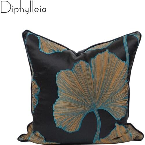 Diphylleia Classic American Style Pillow Case Black Brown Palm Leaf Jacquard Sofa Living Room Designer Creative Cushion Cover