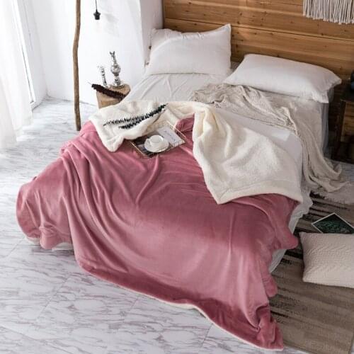 Dirty Pink Solid Color Double Layers Sherpa Blanket Throw Cozy Warm Blankets Sleeping Blanket for Winter Bedding King Size