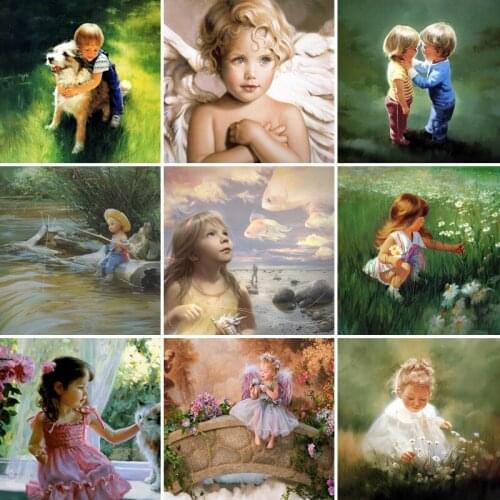 40/45/50/60/65 diamond painting 5D Full Square embroidery mosaic Cross Stitch lovely Baby child DIY Wall Sticker home Decoration