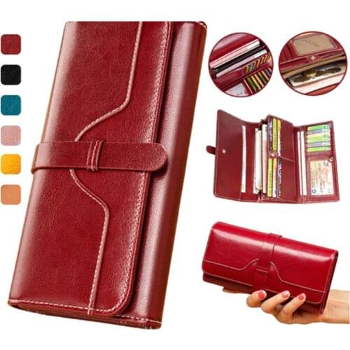 High Quality Womens Genuine Leather Wallet Female Short RFID Anti Theft Card Holder Coin Purse Wallets for Women Fashion