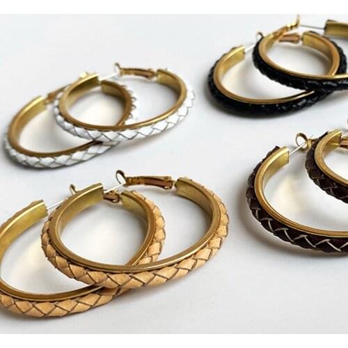 Statement Leather Hoop Earring Jewelry Retro Bohemian New Diy Handmade Hot Sale Drop Unique Fashion Party Holiday Gift Earrings