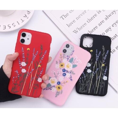 Fashion Flower Plant Green Phone Cover For iPhone 12 Mini 11 Pro Max X XS XR Max 7 8 7Plus 8Plus 6S SE Soft Silicone Case Fundas