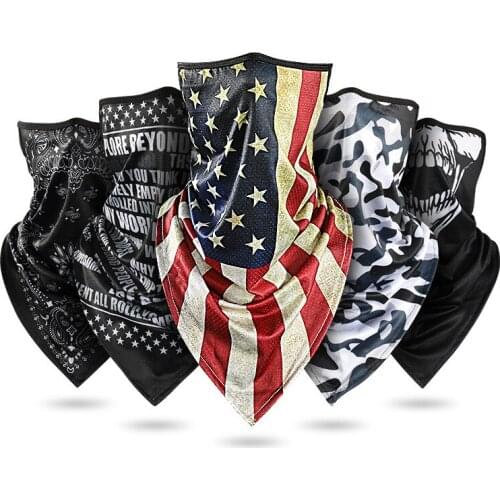 Motorcycle Triangle Bandana Face Mask Men Skull Caps Helmet Balaclava Headwrap Bandana Face Shield Headband Running Cycling Hat