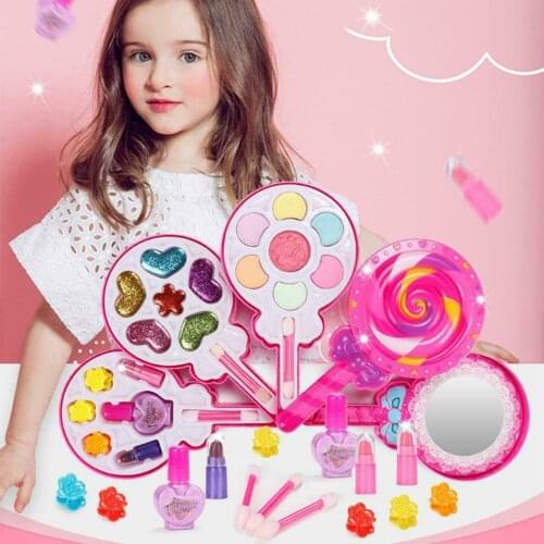 Makeup Set Girls Makeup Palette for Girls Washable Cosmetic Kit Beauty Set for Party Game Nail Polish Eye Shadow Lip Gloss