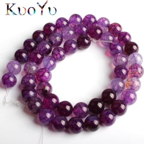 Natural Stone Purple Fire Dragon Vein Agates Round Loose Beads For Jewelry Making 15''6/8/10mm Pick Size DIY Bracelets Necklaces