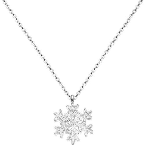 Hot Sale Snowflake Yellow Gold Color / Rose Gold Color / Silver Color Stainless Steel Necklace