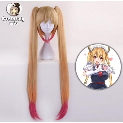 100cm Miss Kobayashis Dragon Maid Tohru Cosplay Wig kobayashi Straight Mixed Ombre Long Straight Hair Wigs For Women