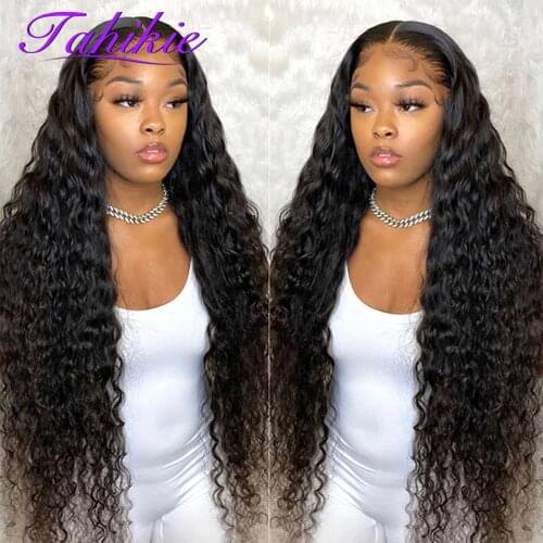 Deep Wave Frontal Wig Transparent Lace Wigs 4x4 Closure Wig 13x1 Lace Front Wig Brazilian Remy Wigs For Women Human Hair Tahikie
