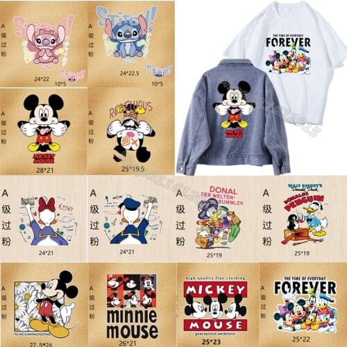 Disney Hot Transfer Patch Mickey Mouse Stitch Donald Duck Iron Clothing Patches Cartoon Printed Clothes Sticker DIY Decration