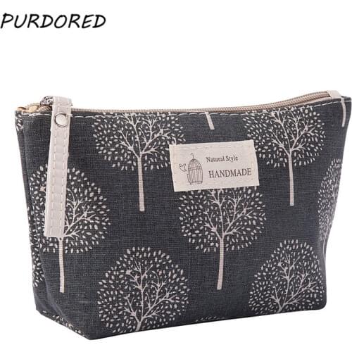 PURDORED 1 pc Women Plaid Cosmetic Bag Travel Makeup Bag Flower Make Up Bags For Cosmetic Beauty Organizer Dropshipping