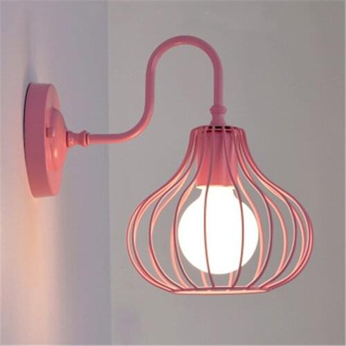 Romantic And Warm Rural Iron Wall Lamp Bedroom Dining Room Bedside Simple LED Modern Light Free Shipping