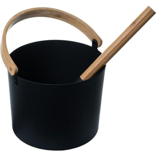 7L Luxurious Finnish Sauna Aluminum Bucket With Long Handle Spoon Set Matching Ladle Sauna Barrel
