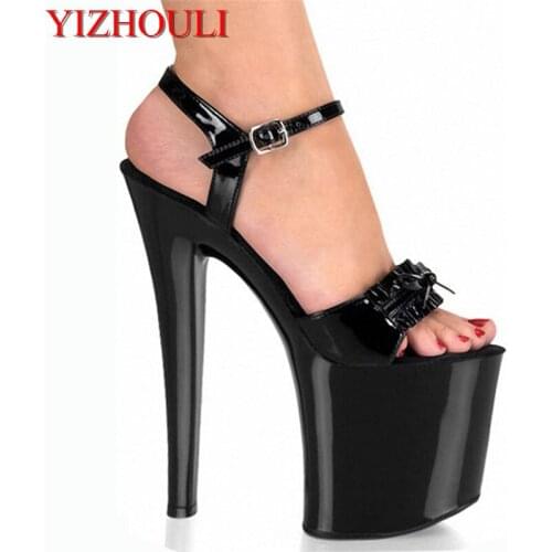 2018 New Sexy Gladiator Style 20cm High Heel Shoes Platform butterfly Sandals Pole Dance Shoes 8 inch Party Shoes