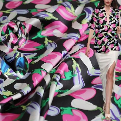 White waxberry Color eggplant print silk plain crepe satin fabric haute couture fashion silk fabric 2 colors