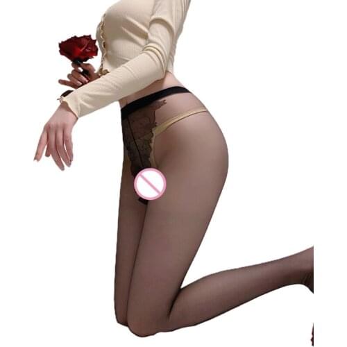 Passion Erotic Stockings Sexy Lingerie Crotchless Free Take Off Pantyhose with Thigh Dots Jacquard Design for Womens