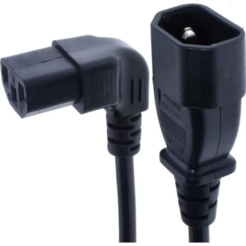 IEC 320 C14 to C13 UP angled PDU/UPS Extension Power cable,IEC male to up angled Female power cord,90 degrees angle,20cm,0.75mm