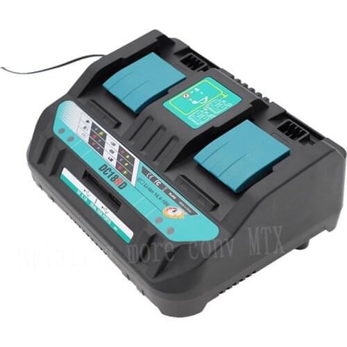 High quality Double charging port Battery Charger For Makita 14.4V 18V BL1830 BL1850 Bl1430 DC18RC DC18RA EU Plug FREE SHIPPING