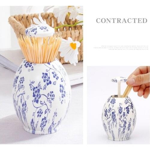 Egg Shape Toothpick Holder Automatic Toothpick Box Chinese Style Toothpick Container Dispenser Household Table Storage Box