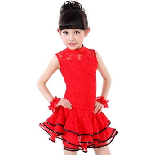 High quality Lotus Leaf Skirt Girls Tutu childrens ballroom stage clothing girls Latin dance skirts dress perfoming costumes
