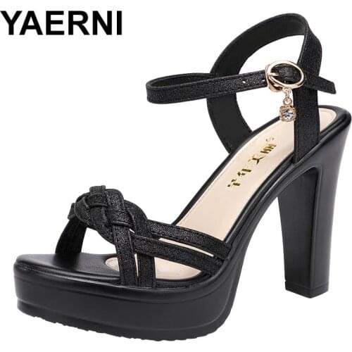 YAERNI Plus Size 32-43 Open Toe Sexy Model Platform Sandals Summer Wedding Shoes 2021 OL High Heels Sandals Women Party Shoe