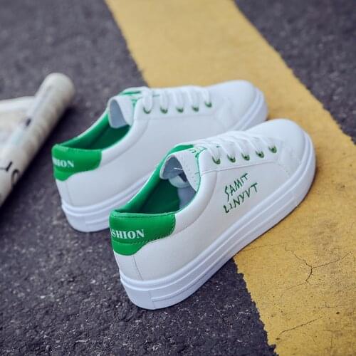 2021 Spring Fashion Breathble Vulcanized Shoes Women Sneakers Pu Leather Platform Shoes Women Lace Up Casual Shoes White